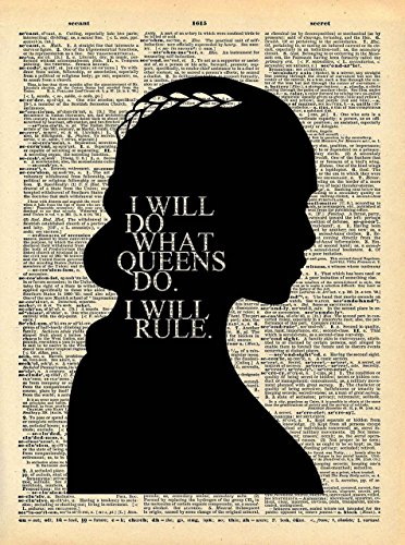 Game of Thrones Art - Khaleesi Queen Rule Quote - Vintage Dictionary Print 8x10 inch Home Vintage Art Abstract Prints Wall Art for Home Decor Wall Decorations Ready-to-Frame Queen D230