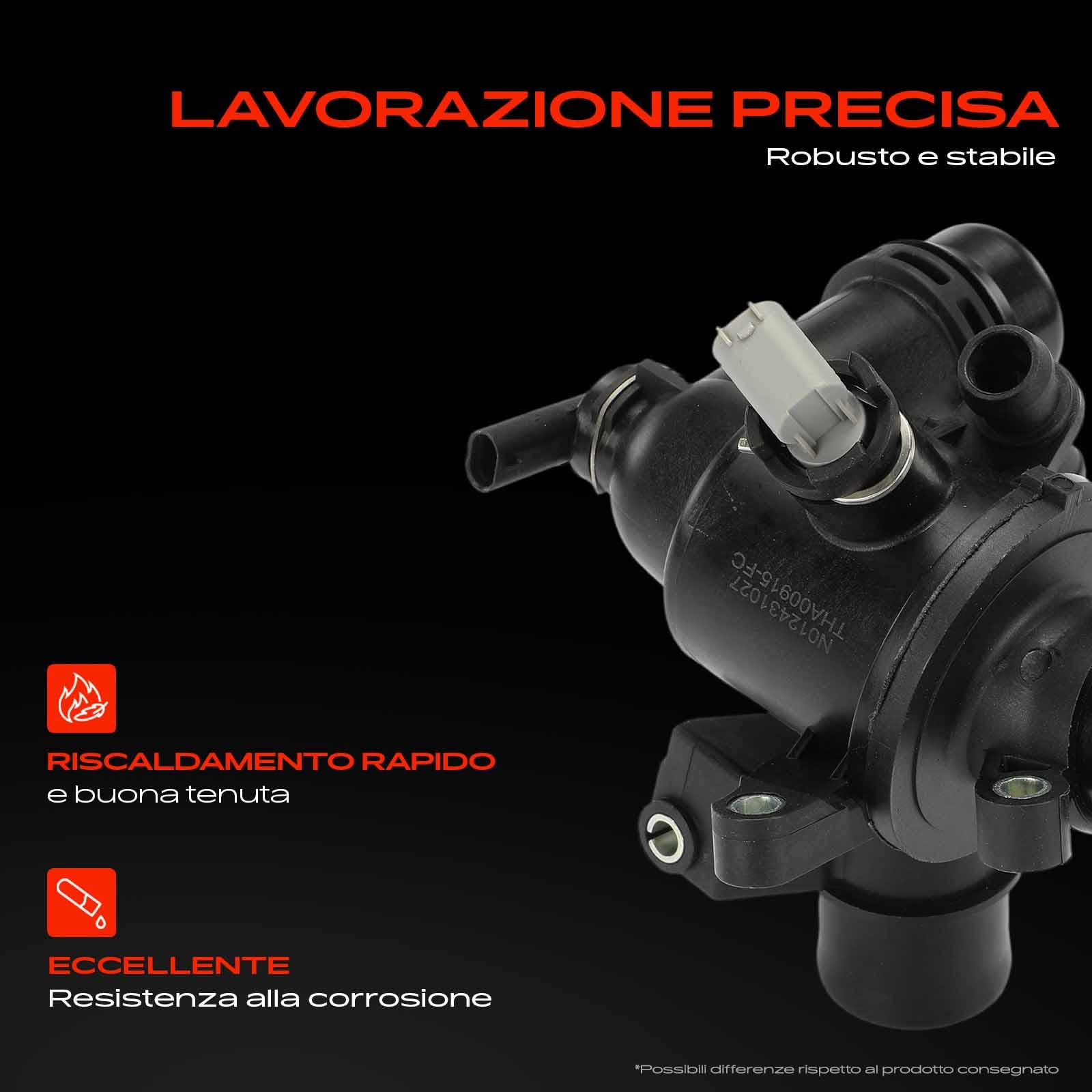 Frankberg Termostato del liquido di raffreddamento 95°C bipolare con | Compatibile con: Vitobus W639, Viano W639, Classe S V222 W222 X222, GLC X253, Sprinter 35-T Box B906, Classe M W166