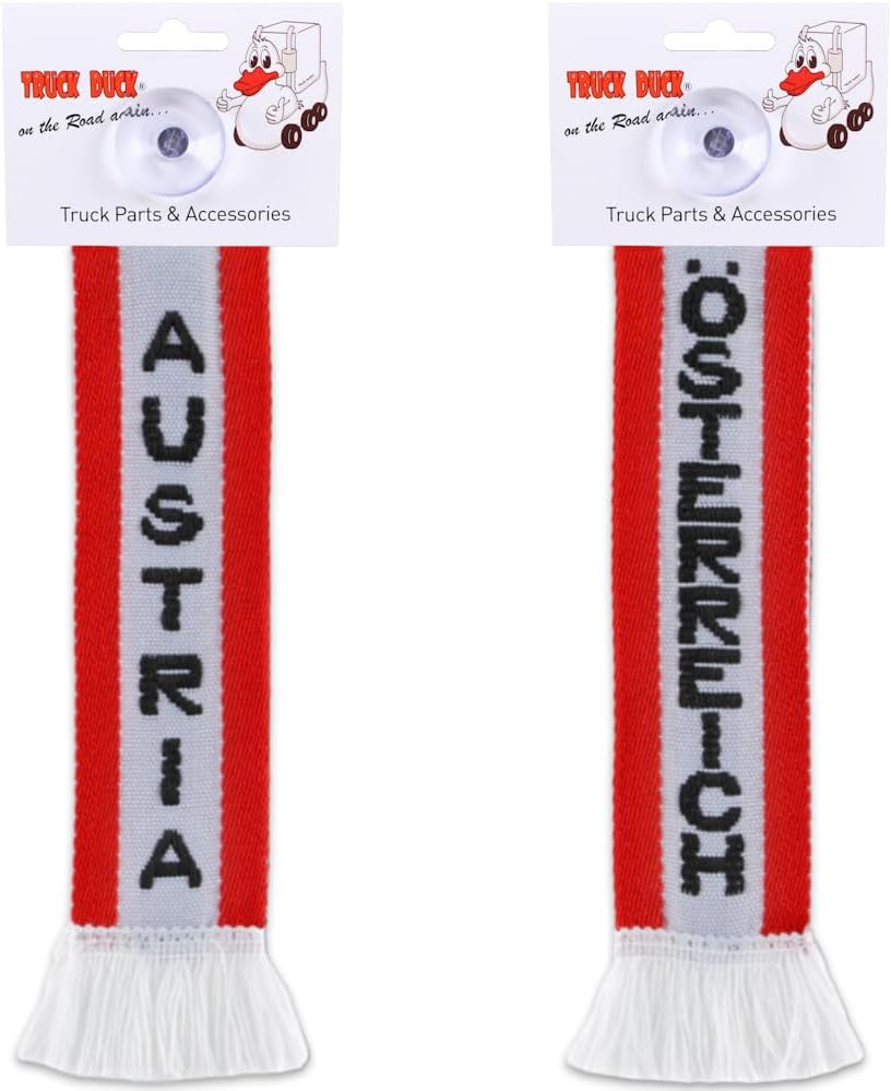 TRUCK DUCK® Truck Car Mini Scarf Austria Trucker woven Pennant Flag Window Decoration with Suction Cup