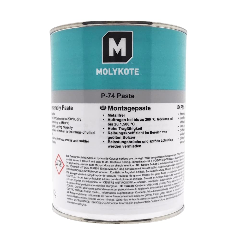 MOLYKOTE P-74 - Pasta de 1 kg, grasa lubricante de alta capacidad de carga y protección contra la corrosión, fórmula no metálica sin metal para mayor seguridad