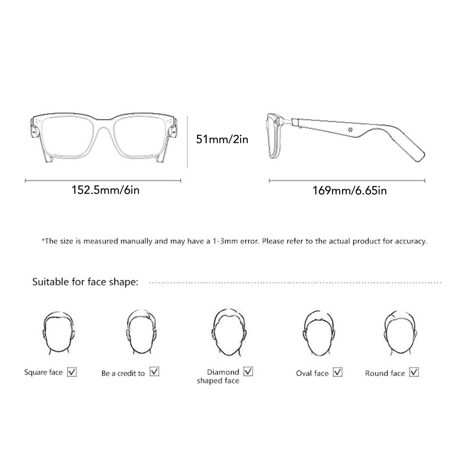 Jiawu Occhiali Intelligenti, Occhiali Audio Luce Blu con Lenti Polarizzate Magnetiche, Altoparlanti Bluetooth Wireless Integrati, da Sole con Suono a Orecchio Aperto