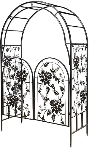 Arado & Hearth - Árbol de jardín con diseño de colibrí y flores de metal con puerta, soporte funcional y elegante, construcción de acero duradero y