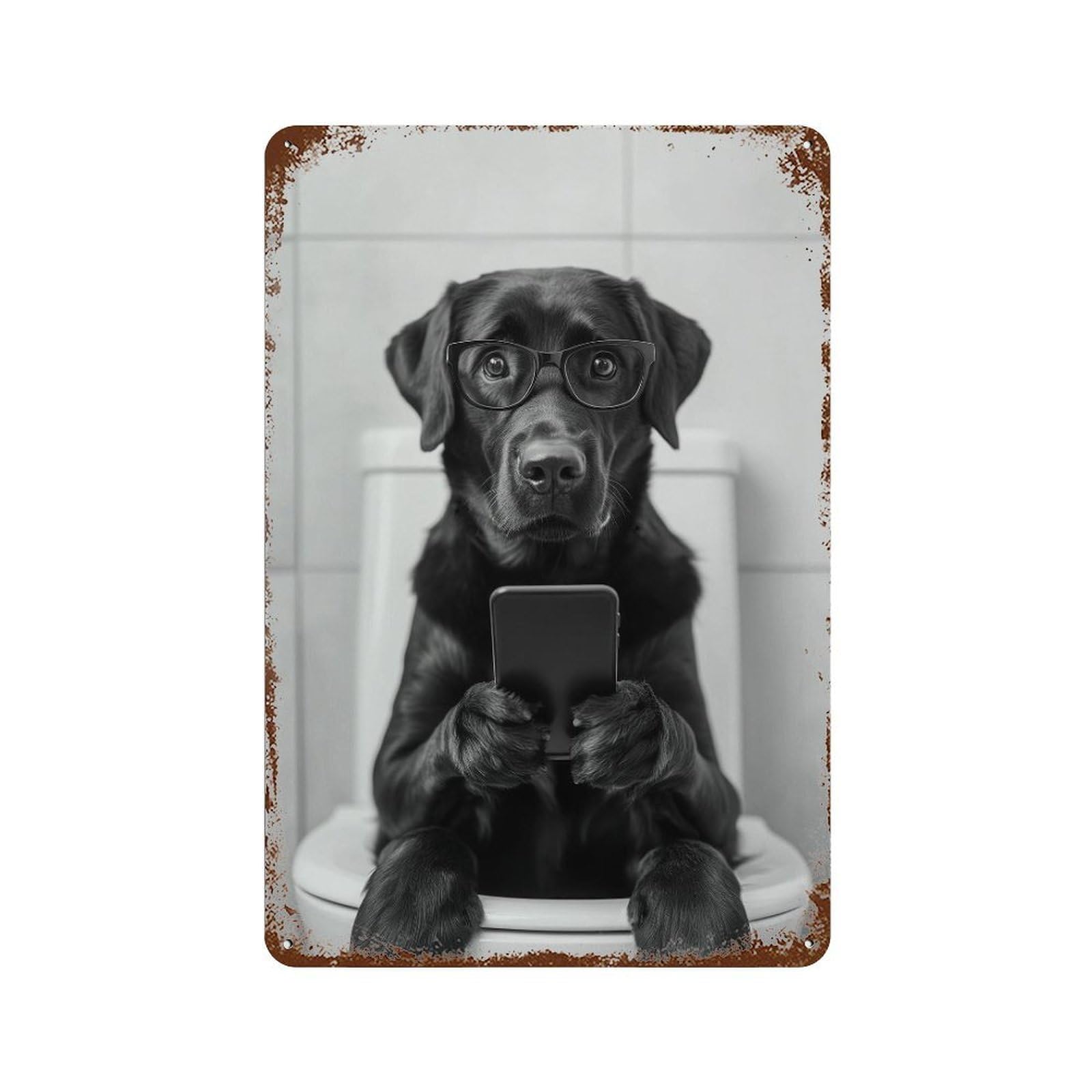 xiaoxiaoshen Black Labrador Toilet Print Wall Decor Art Metal Tin Poster Modern Home Decor Art Home Bar Shop Decorations Vintage Sign 30x20cm