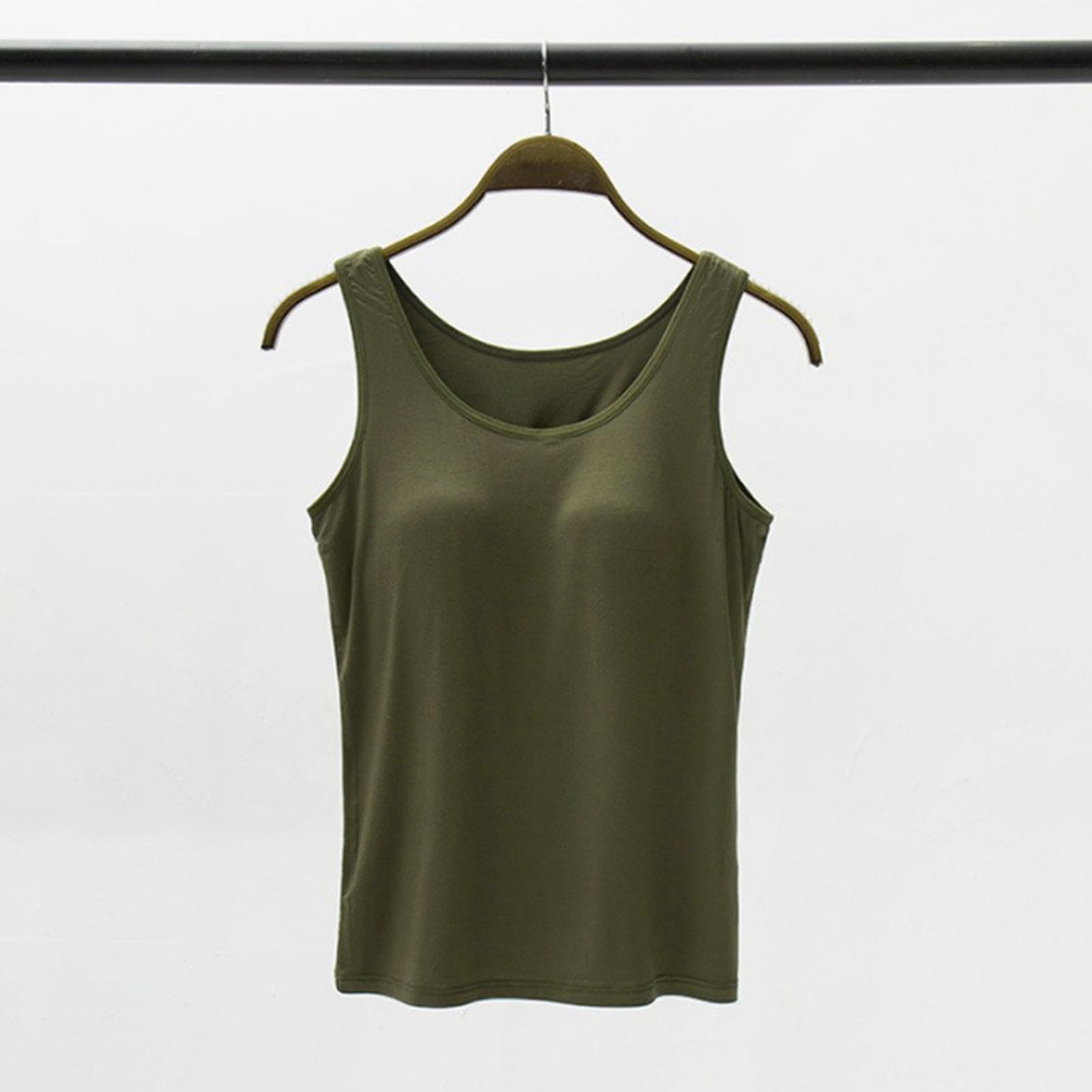 Generisch 2026 Débardeurs pour femme avec soutien-gorge intégré 2024 Col rond sans manches Grande taille Coton rembourré