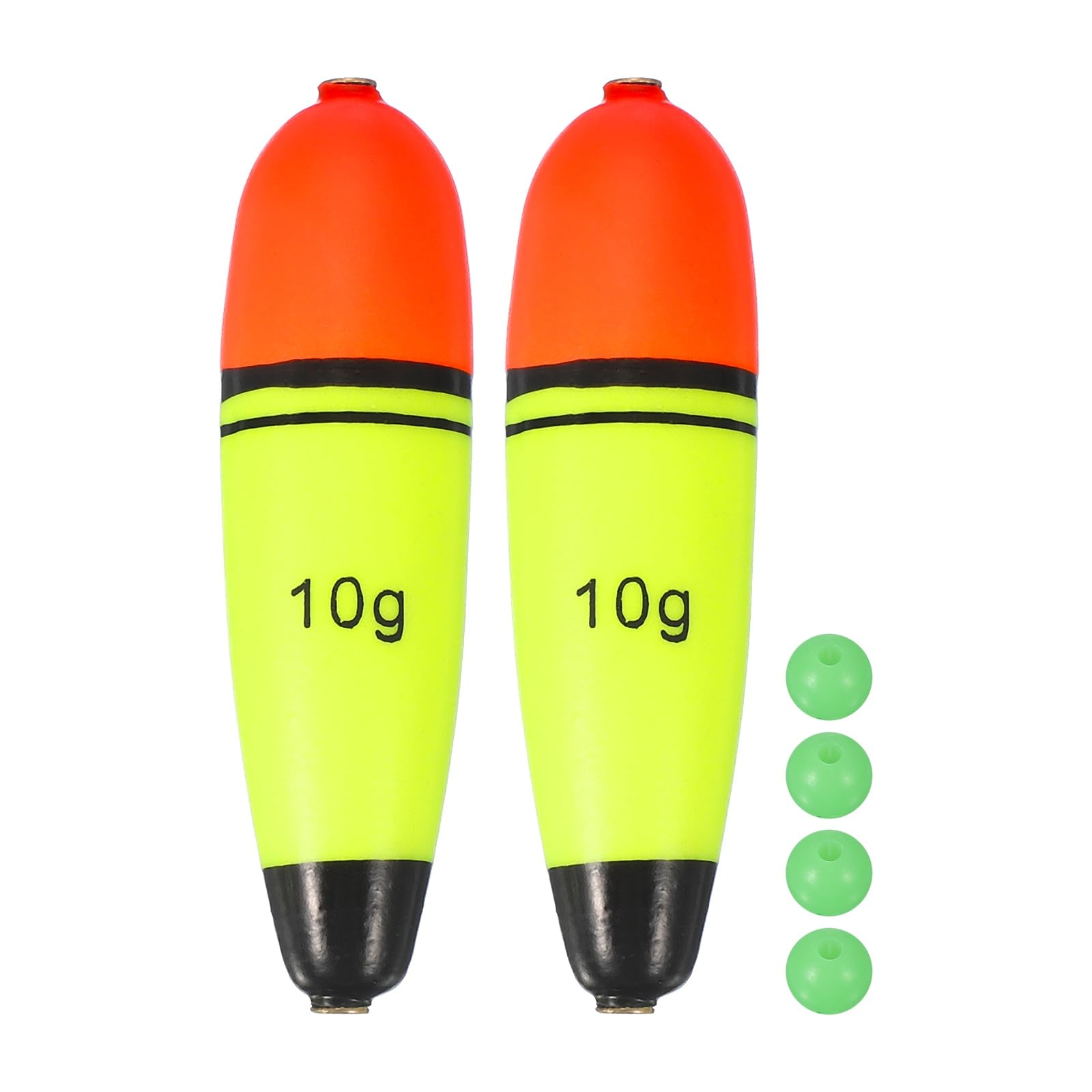 YELARXI Fishing Slip Bobbers, EVA Foam Bobbers Slip Floats with Fish Beads, 0.4 Oz Floatage Fit for Perch Carp Bass Fishing Corks Saltwater Freshwater (2 Pack, Red/Yellow)