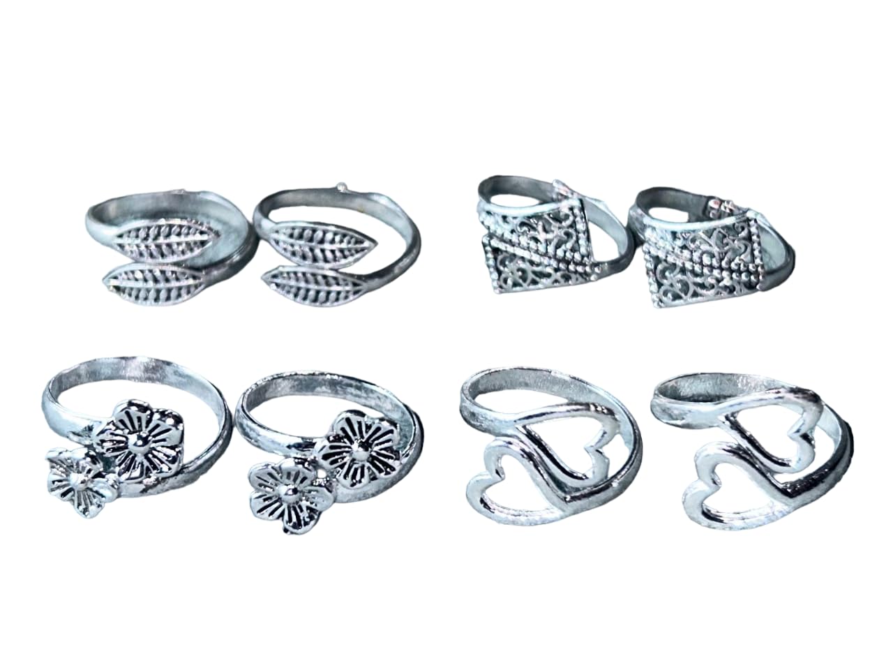 Women & Girls Metal Fancy Glossy finish Toe Ring Adjustable Bichiya/Leg Finger Ring_Combo_4 (A_C_P_110832_Silver)-image-43