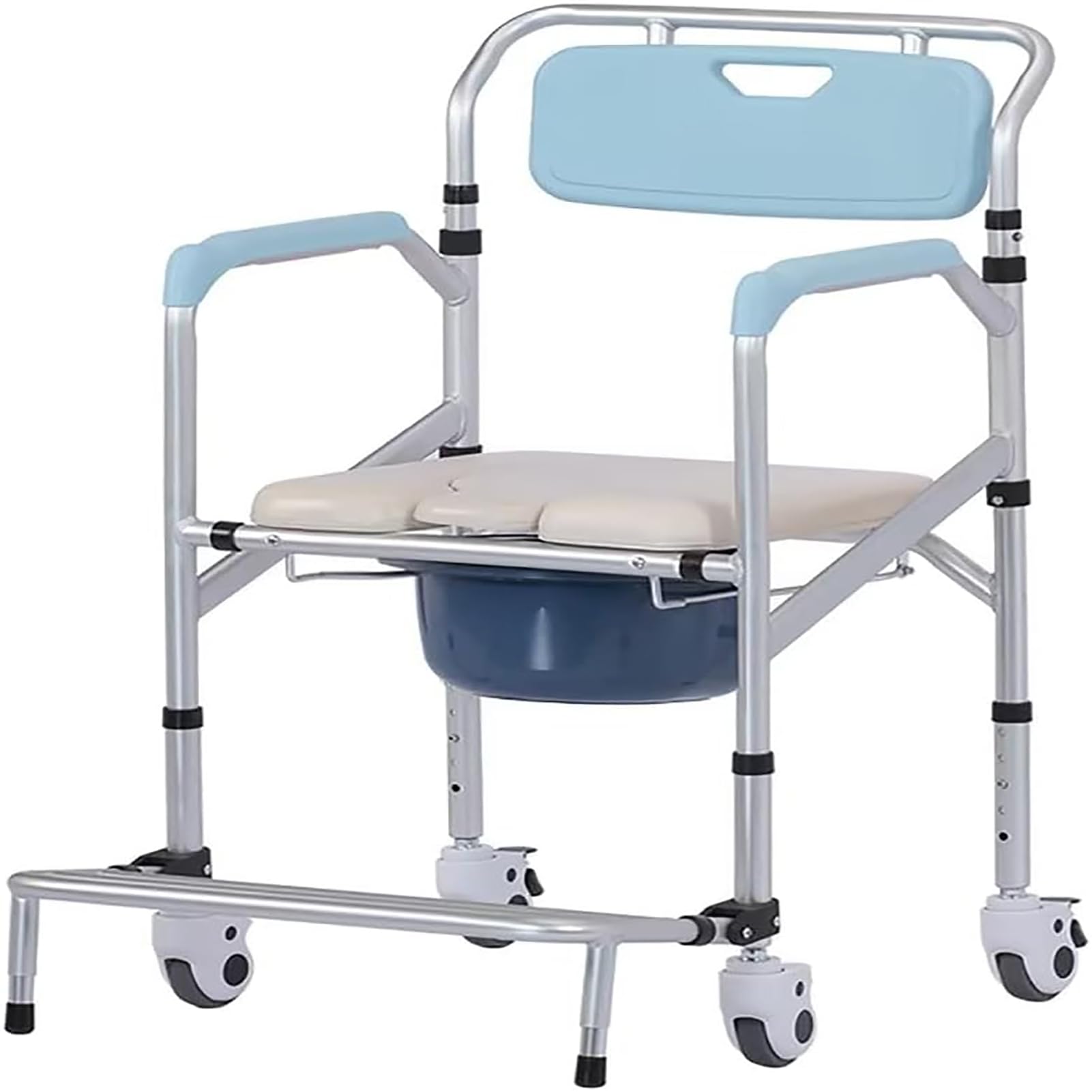 Chaise d'aisance de toilette portable avec dossier et accoudoirs