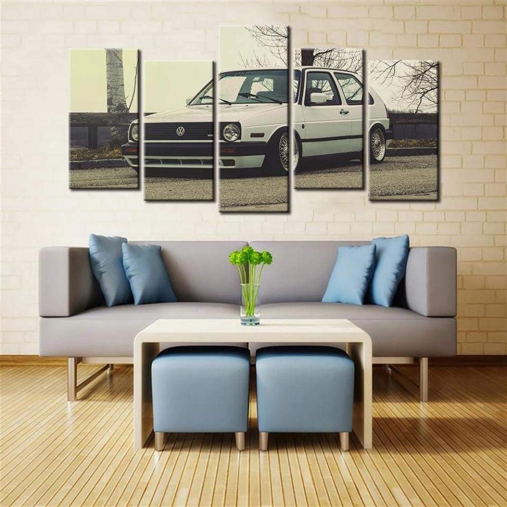 Bild Auf Leinwand Leinwandbild 5 Teilig Kunstdruck Modern Wandbilder XXL Format Wandbilder Wohnzimmer Deko Kunstdrucke 5 Teilig VW Golf MK2 Auto Fertig Zum Aufhängen