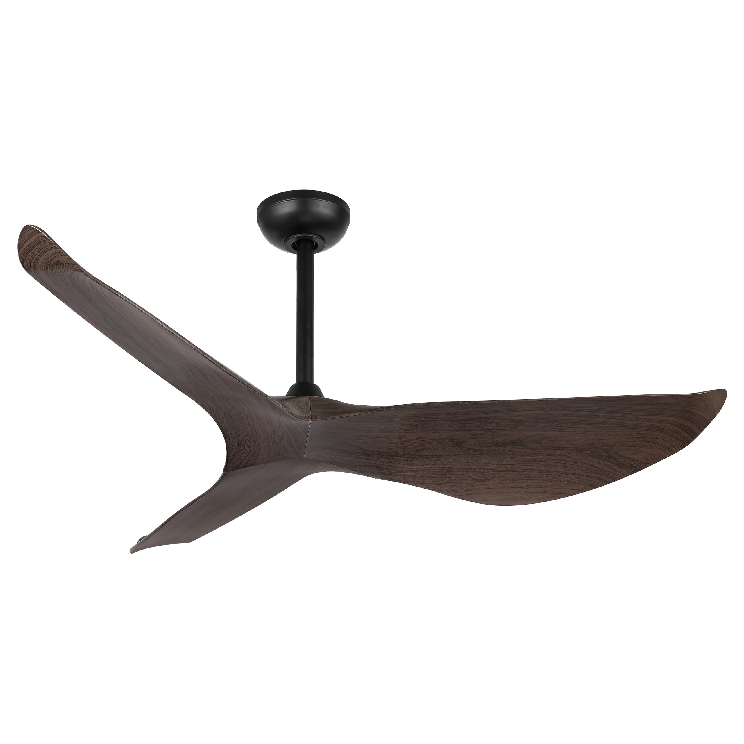 LEDLUX 52" Ceiling Fan no Light, 6 Speed Remote Control, Noiseless Reversible DC Motor, Modern 3 ABS Blades Ceiling Fan with 4.5"/12" Downrods for Bedroom/Living Room/Kitchen Brown