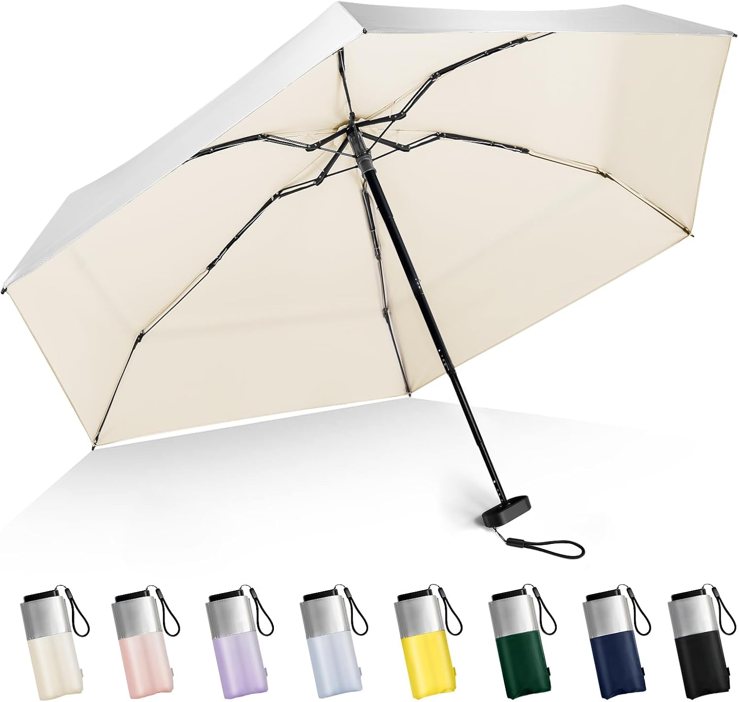 LEAGERA Mini ombrello da borsetta – UPF 50 UV Blocker Ombrello di protezione solare, piccolo micro ombrellone da viaggio design per donne, giallo LEAGERA Mini ombrello da borsetta – UPF 50 UV Blocker Ombrello di protezione solare, piccolo micro ombrellone da viaggio design per donne, giallo
