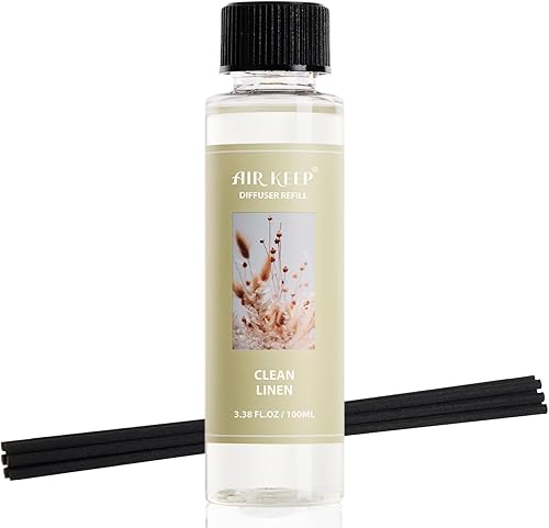 Miniatura 10 de Airkeep Juego de difusor de varillas – 3.38 onzas líquidas (3.4 fl oz), difusor de aroma de bambú para el hogar, incluye 8 varillas difusoras