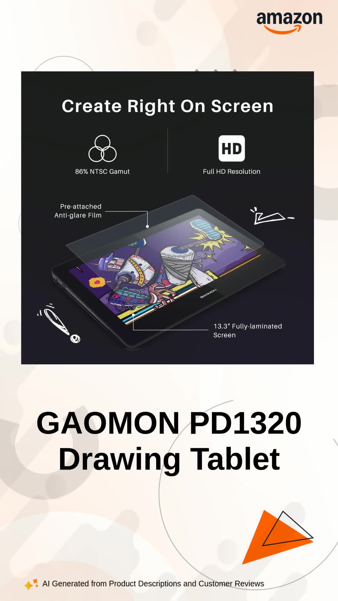 Amazon.in: Buy GAOMON PD1320 Pen Display Drawing Tablet, 13.3 Inch