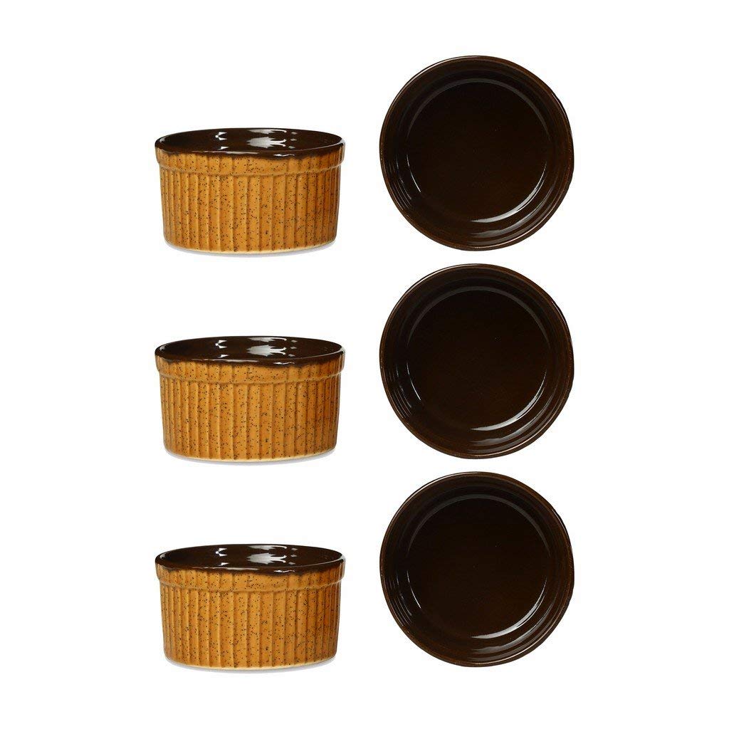 Caffeine Ceramic Handmade Mustard Brown Ramekins Bowls (Set of 8) 1