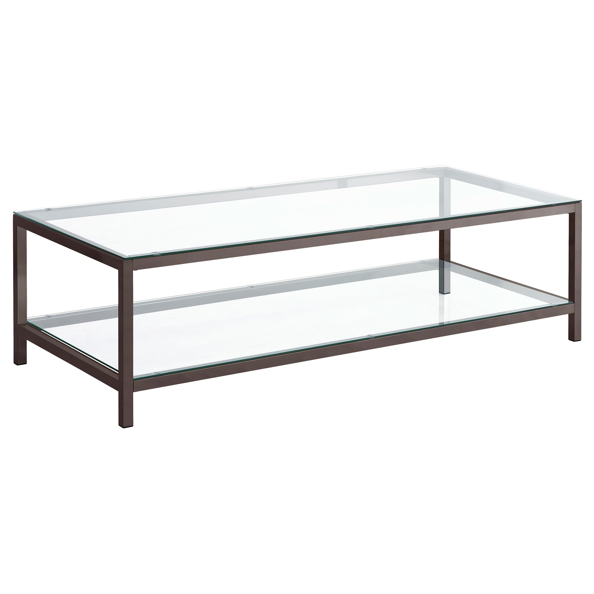 Coaster Home Furnishings - Trini - Rectangular Coffee Table with Metal Frame Clear Glass Surface and Lower Shelf