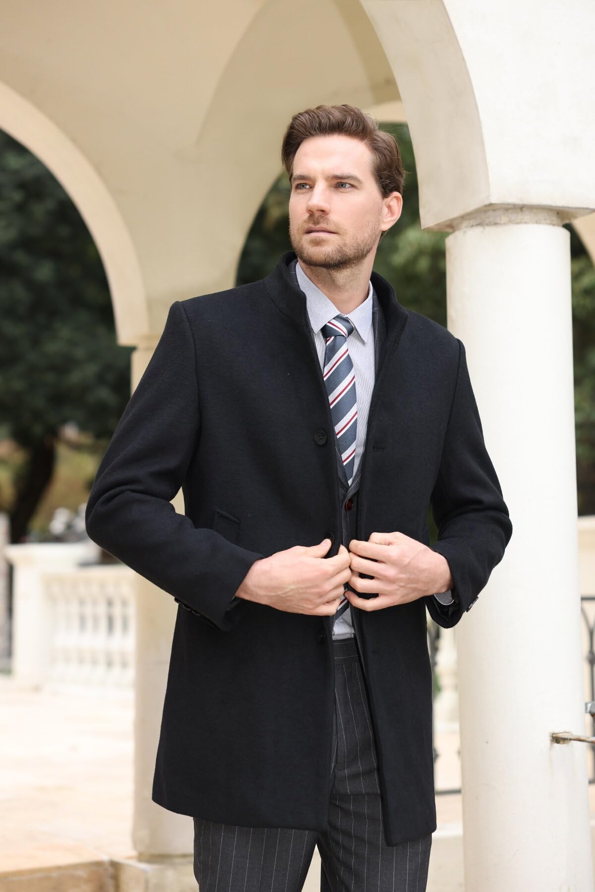 Allthemen Cappotto Invernale da Uomo Trenchcoat Lungo in Lana Caldo Coat Sottile Outerwear a Vento
