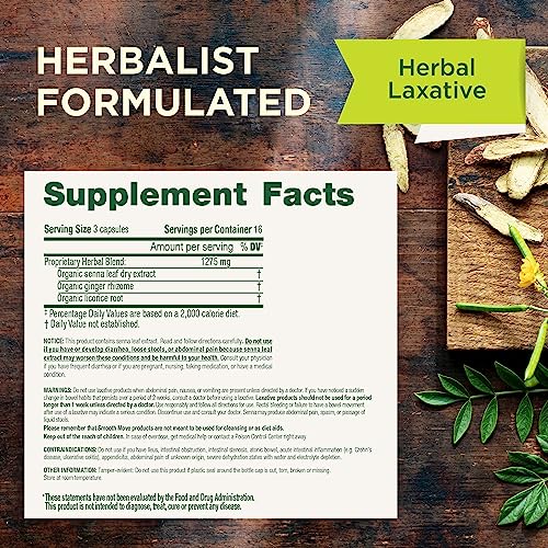 Image of Traditional Medicinals Organic, Smooth Move Laxative Capsules - Organic Senna & Licorice Laxatives for Constipation - Kosher, Non-GMO, Stimulant-Free - 50 Capsules (Pack of 6)