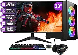 PC Gamer Completo BluePC RUSH - Intel Core i5 16GB RAM Geforce GTX 750 4GB SSD 512GB Monitor 23" 75Hz Full HD - PGBP-RUS1047