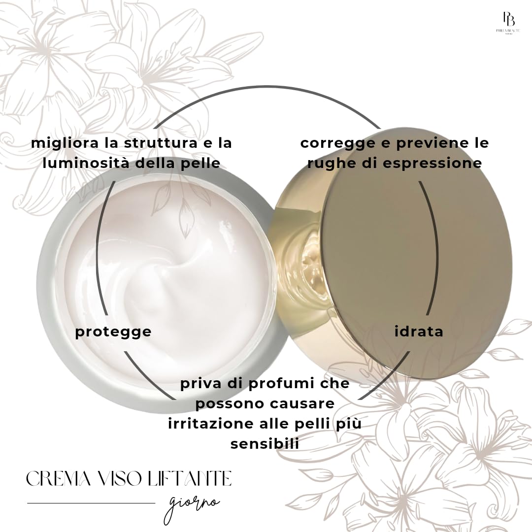 Philea Beauté 50ml Crema Viso Liftante. Crema Antirughe con Acido Ialuronico Collagene Burro di Karité Acido Amminobutirrico