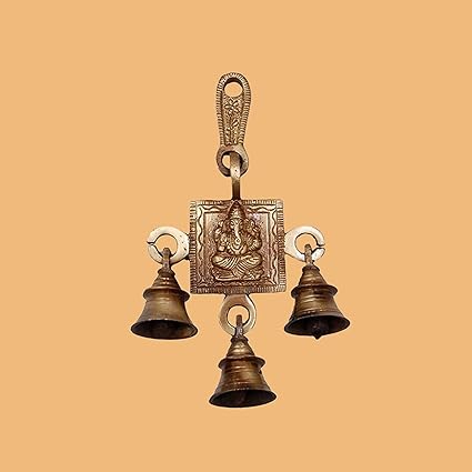 Vyomika Decor Brass Ganesha Wall Hanging Bells/Home Decor Item/Best House Warming Gift/Home Decorative/Relegious Diwali Decoration or Gift|Feng Shui Bells