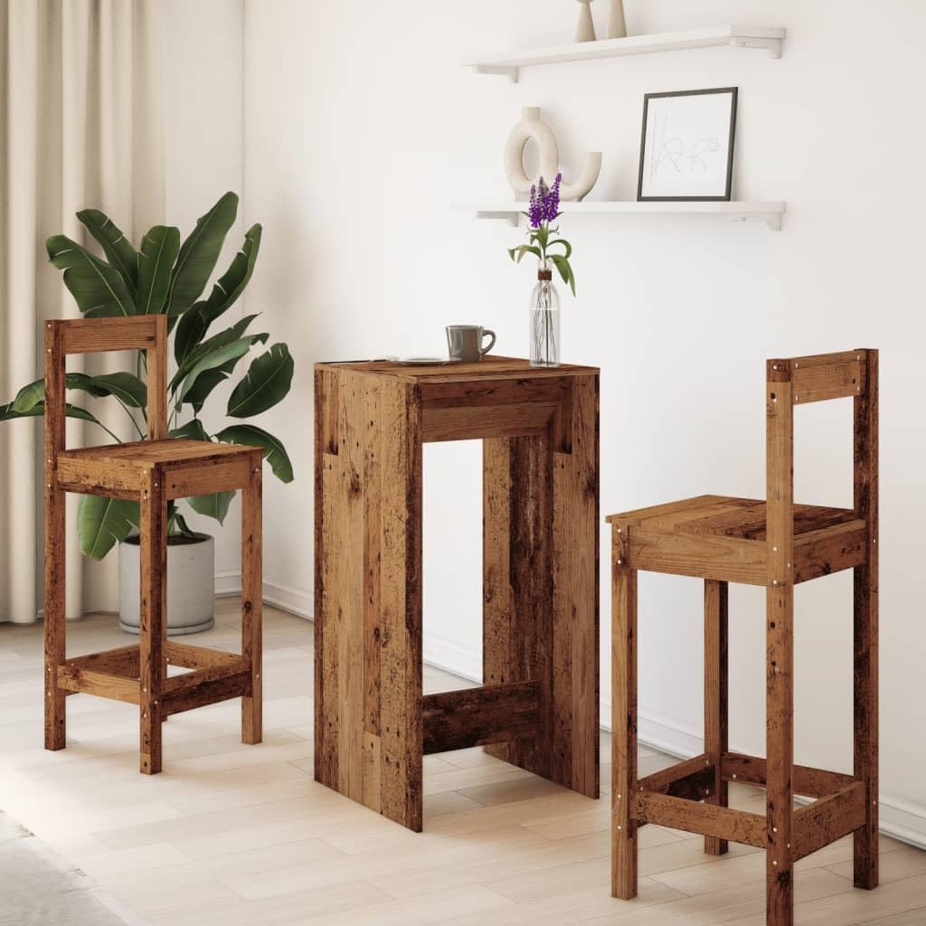 vidaXL Mesa Alta de Bar Madera de ingeniería Envejecida 51x50x103,5 cm