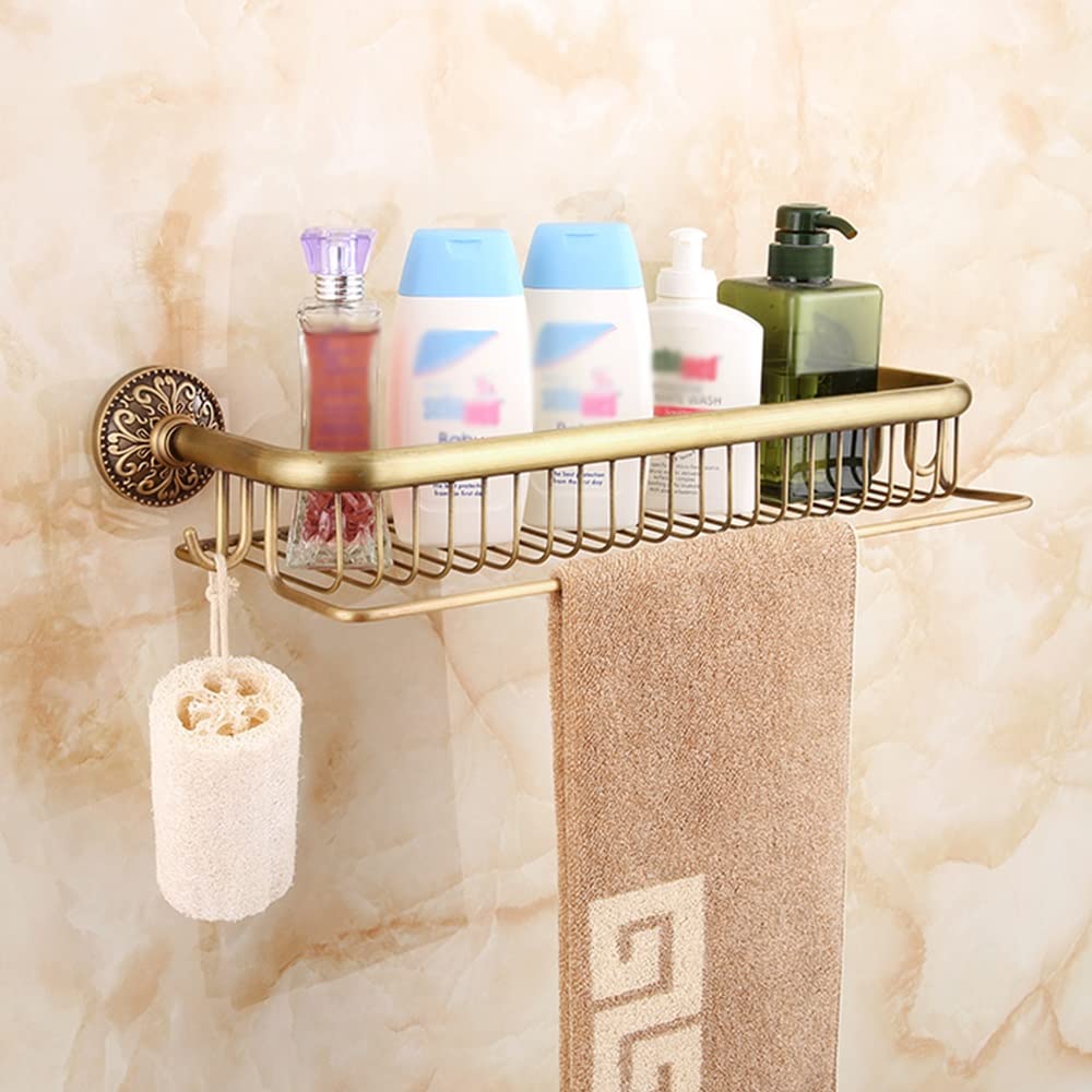 BAHELS Shower Caddy European Antique Brass Bathroom Shelf Shower Storage Rack Shampoo Bath Towel Tray Home Bathroom Shelves