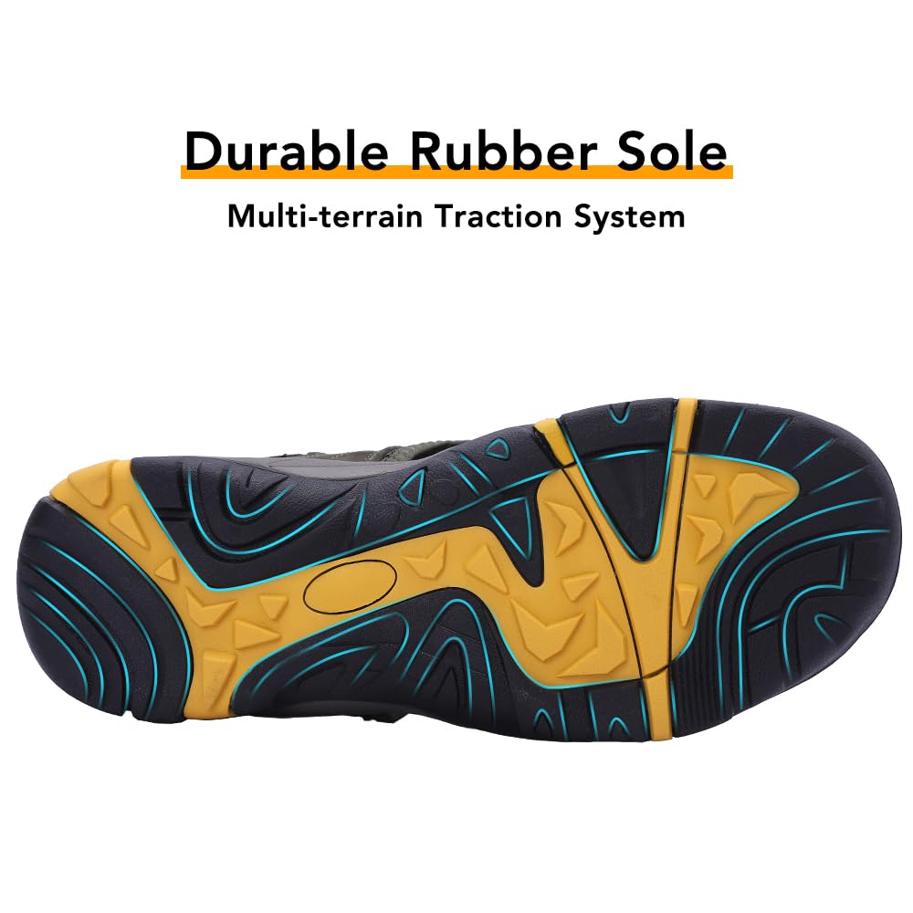 MGGMOKAY Sandali Sportivi Uomo Trekking Sandali PelleTraspirante Sandali