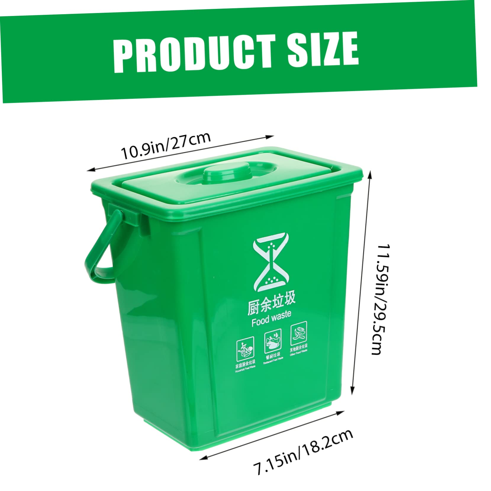 HOMOCONO 10l Kitchen Compost Bin with Lid Odor-Proof Portable Waste Basket Slim Trash Can for Outdoor/Indoor Use