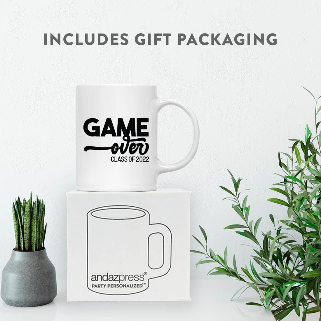 Andaz Press 2026 Senior 11oz. Ceramic Coffee Tea Mug Gift, Game Over Class Of 2026, 1-Pack, for Class of 2026, High School Graduate, Graduation Gift Ideas, Includes Gift Box