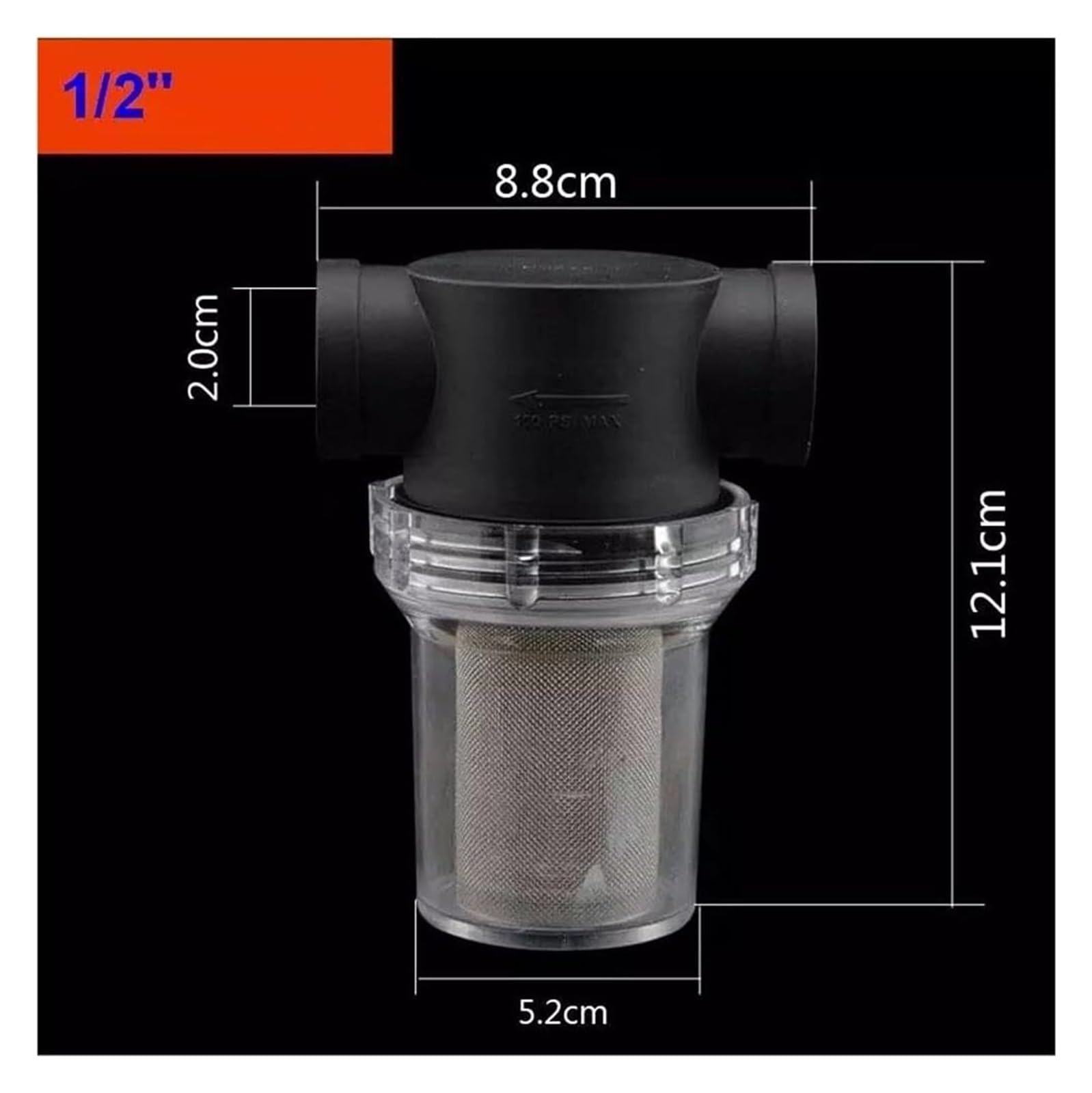 Filtro de Succión de Bomba de Agua, 1 Filtro de Malla en línea for tuberías de riego de Alto caudal.(0.5 Inch)