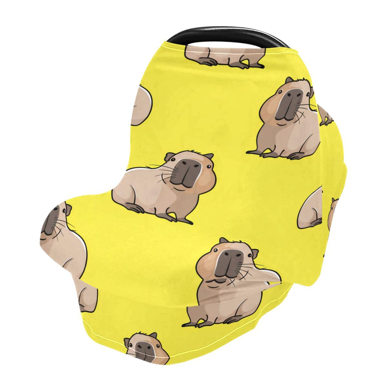 Bulletgxll Cartoon Capybaras Car Seat Covers for Babies Breathable Nursing Breastfeeding Cover Multi-Use Infant Carseat Canopy and Stroller Cover for Boys Girls