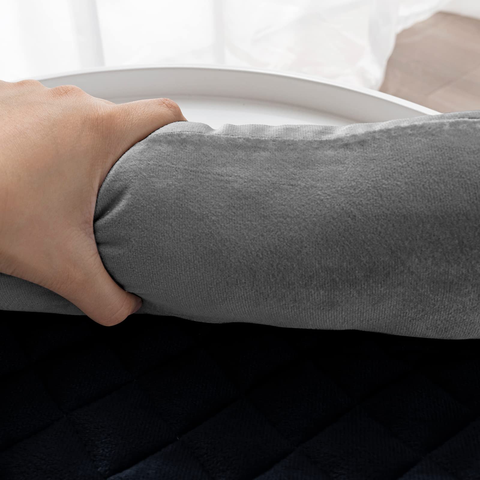 Hundebett Sofa Matte - weicher Samt rutschfest waschbar Haustier Katze Hundebett Sofa-Kissen-Pad mit Kissen für Möbel Protrctor, perfekt für große mittlere kleine Hunde Katzen (90x120cm, Grey Black)