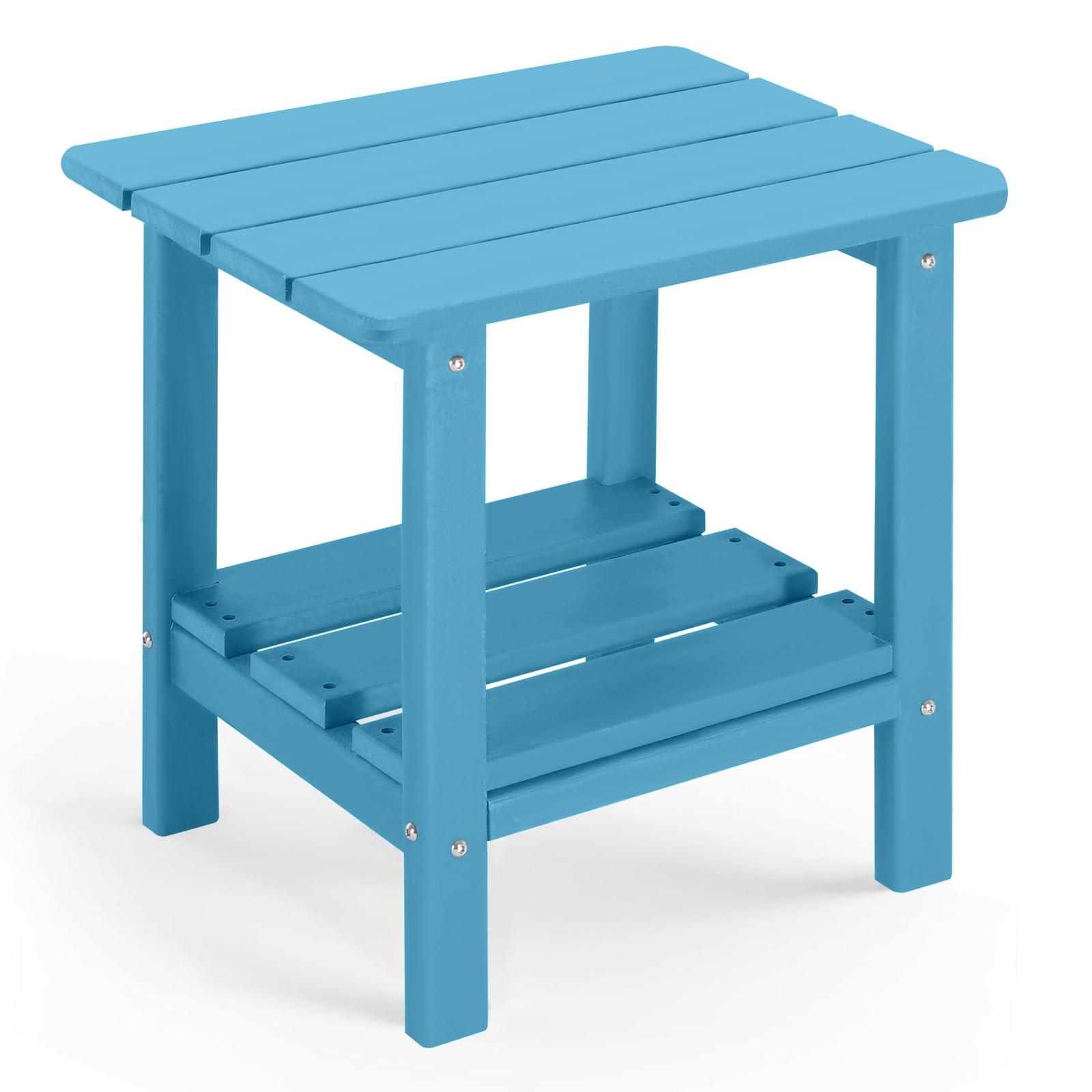 ABCPATIO Adirondack Outdoor Side Table, 2-Tier Small Patio End Table, Weather Resistant HDPE Outdoor End Tables for Garden, Lawn, Pool, Beach, Porch,