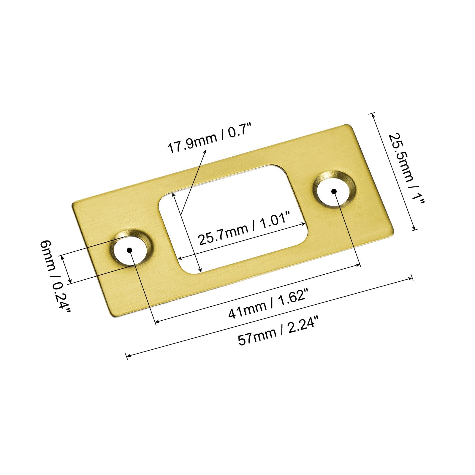QUARKZMAN 4pcs Placa de Golpe de Puerta, Placa de Cierre de Seguridad con Kit de M4 Tornillos en Angulo Recto de Acero Inoxidable para Refuerzo de Marco de Puerta, 57x25.5mm, Dorado