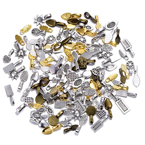 100pcs Mix Color Style Spoon Glue on Bail for Earring Bails or Scrabble and Glass Pendants Charms Connector Jewelry