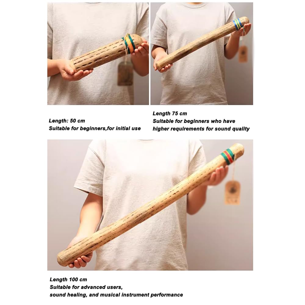 Instrumento profesional de curación con sonido, palo de lluvia de cactus, 4-5 cm de diámetro, incluye caja de almacenamiento, yoga/meditación,50CM