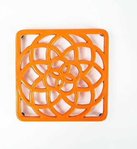 Miniatura 6 de HAWOK Salvamanteles cuadrados de hierro fundido esmaltado con clavijas de gomaalimentación antideslizante azul marino