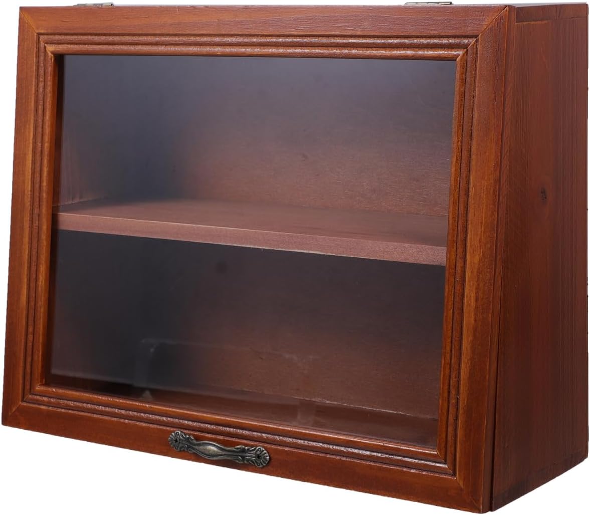 Wood Cabinet Mug Display Box, Wood Shadow Box Shot Glasses Display Case Shelf Action Figurine Display Shelf for Counter Top Collectibles Display Case