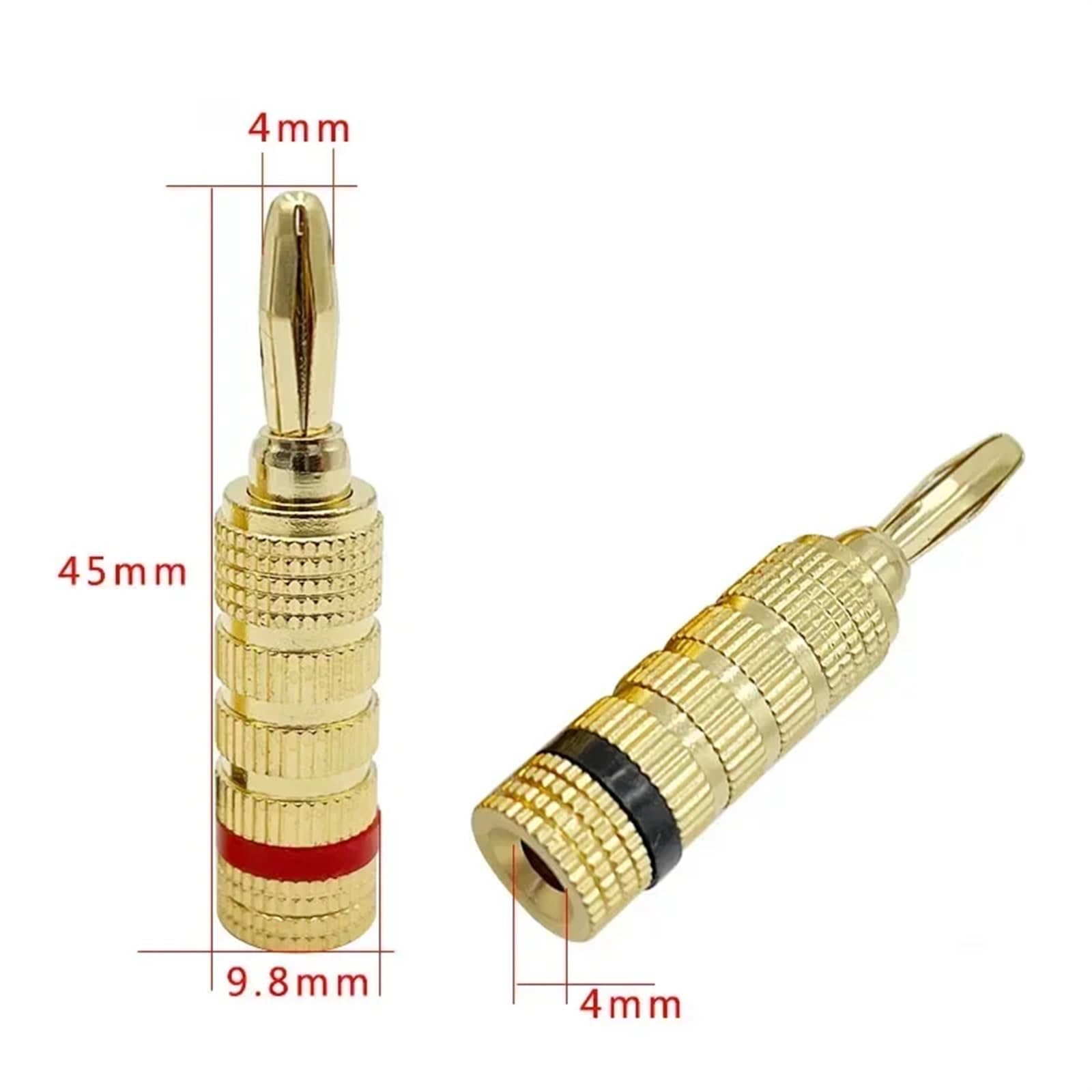 8 sztuk 4 mm kabel bananowy przewodowy głośnik Adapter platerowany kabel głośnikowy szpilki złącza pozłacane (4 czerwony 4 czarny)