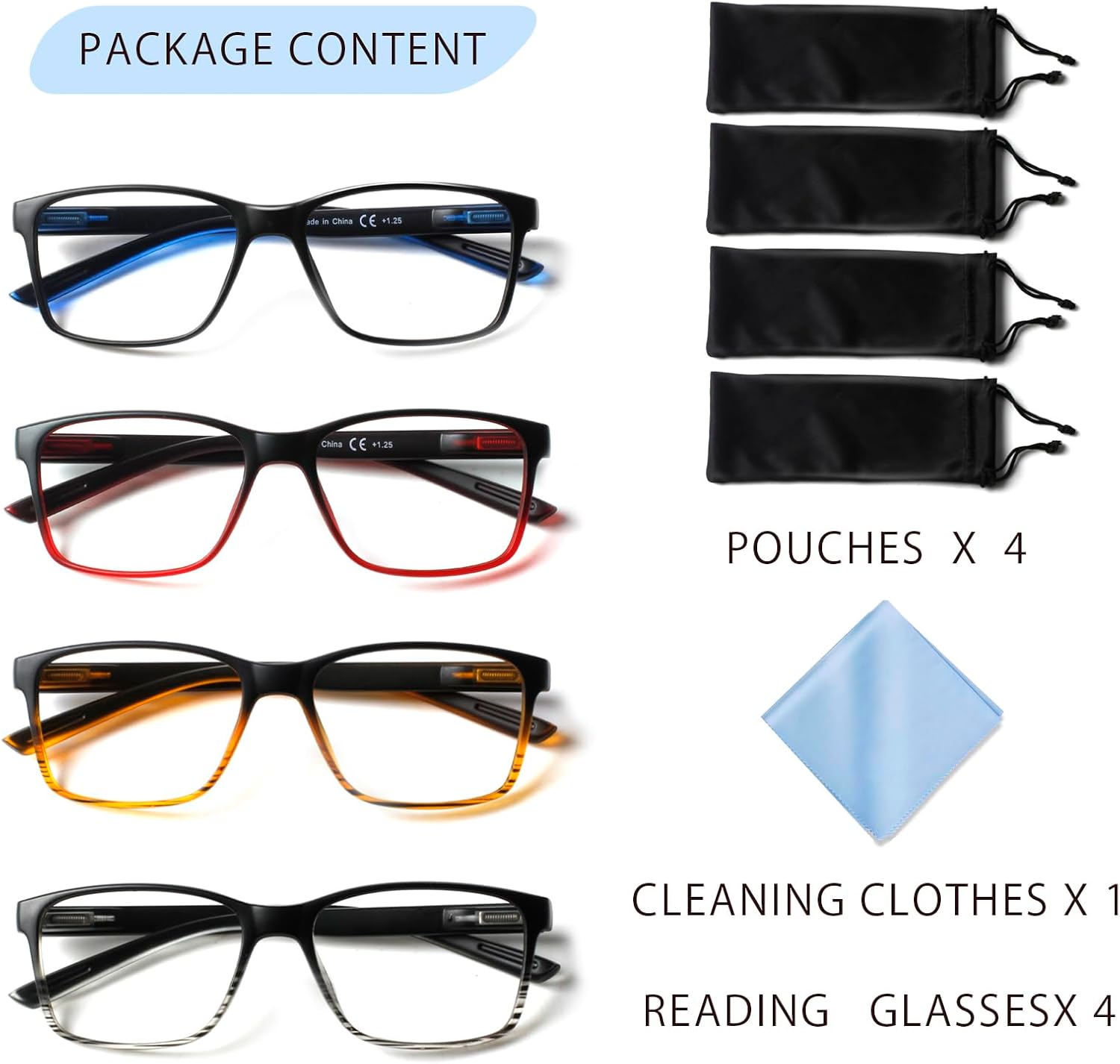 4 Pack Progressive Multifocus Reading Glasses Blue Light Blocking Readers for Men Women with Spring Hinge - Image 5
