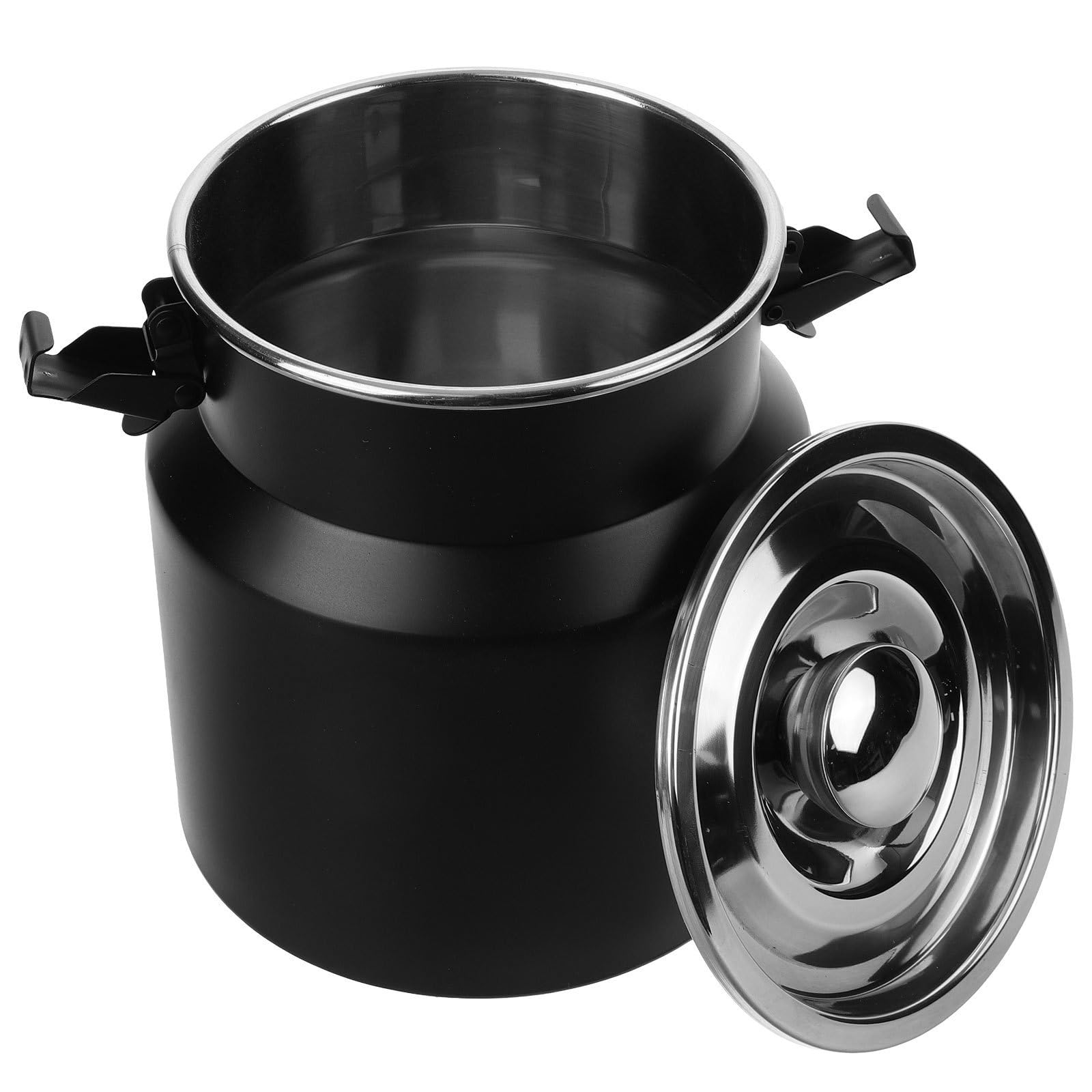Jarra de Leche de Acero Inoxidable, Barril Hermético de Acero Inoxidable Tapa, 2.5l, Negro, para Casa y Camping