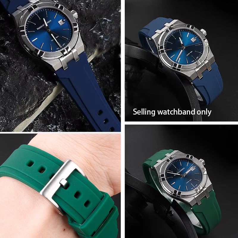 Gummi-Uhrenarmband für MAURICE LACROIX AIKON Connector AI6008 6038 6007 Armband Schnellverschluss Metall Stahlkopf Silikon-Uhrenarmband