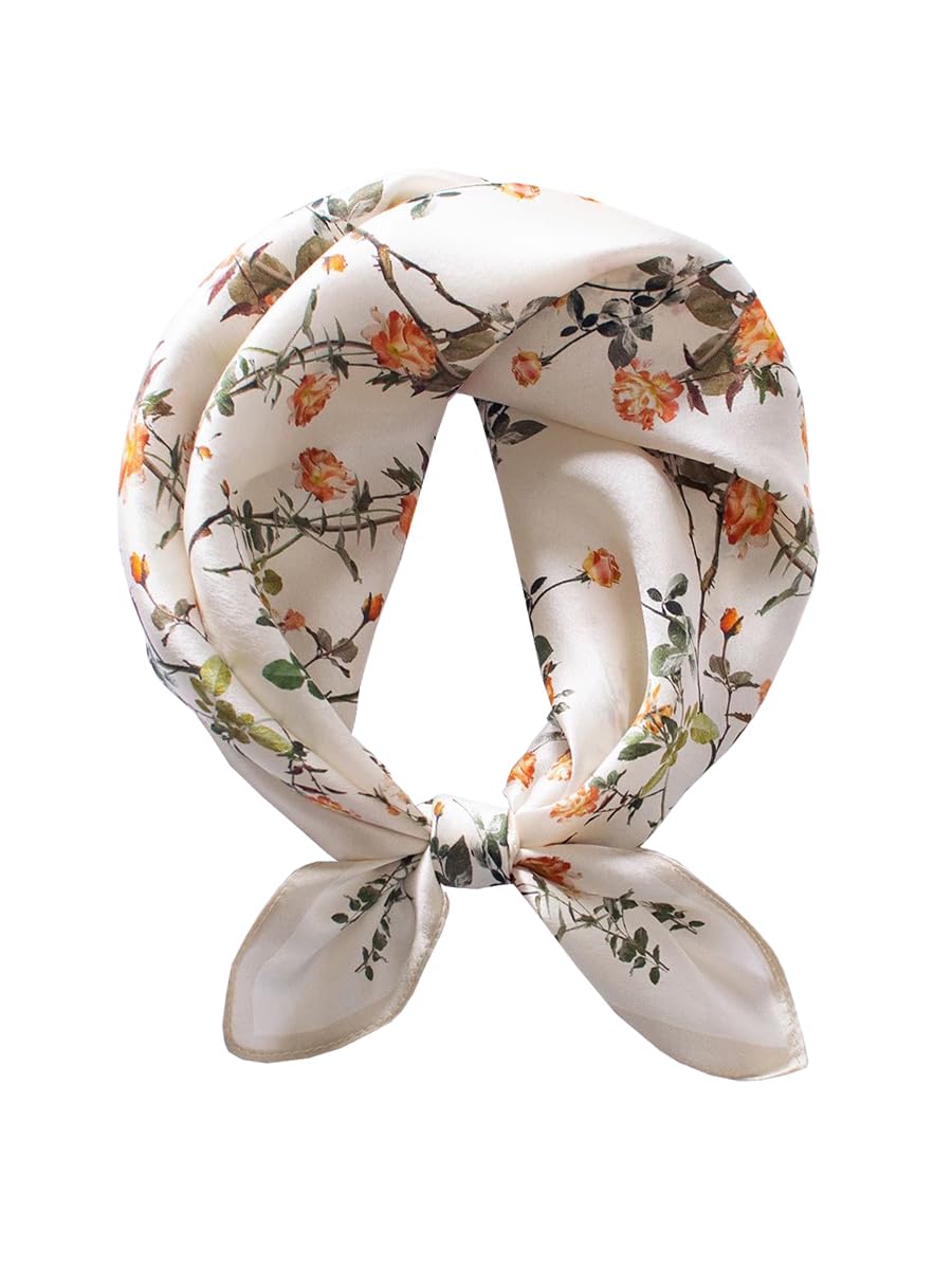 ANDANTINO 100% Mulberry Silk Scarf -21” Square Neckerchief with Gift Packed
