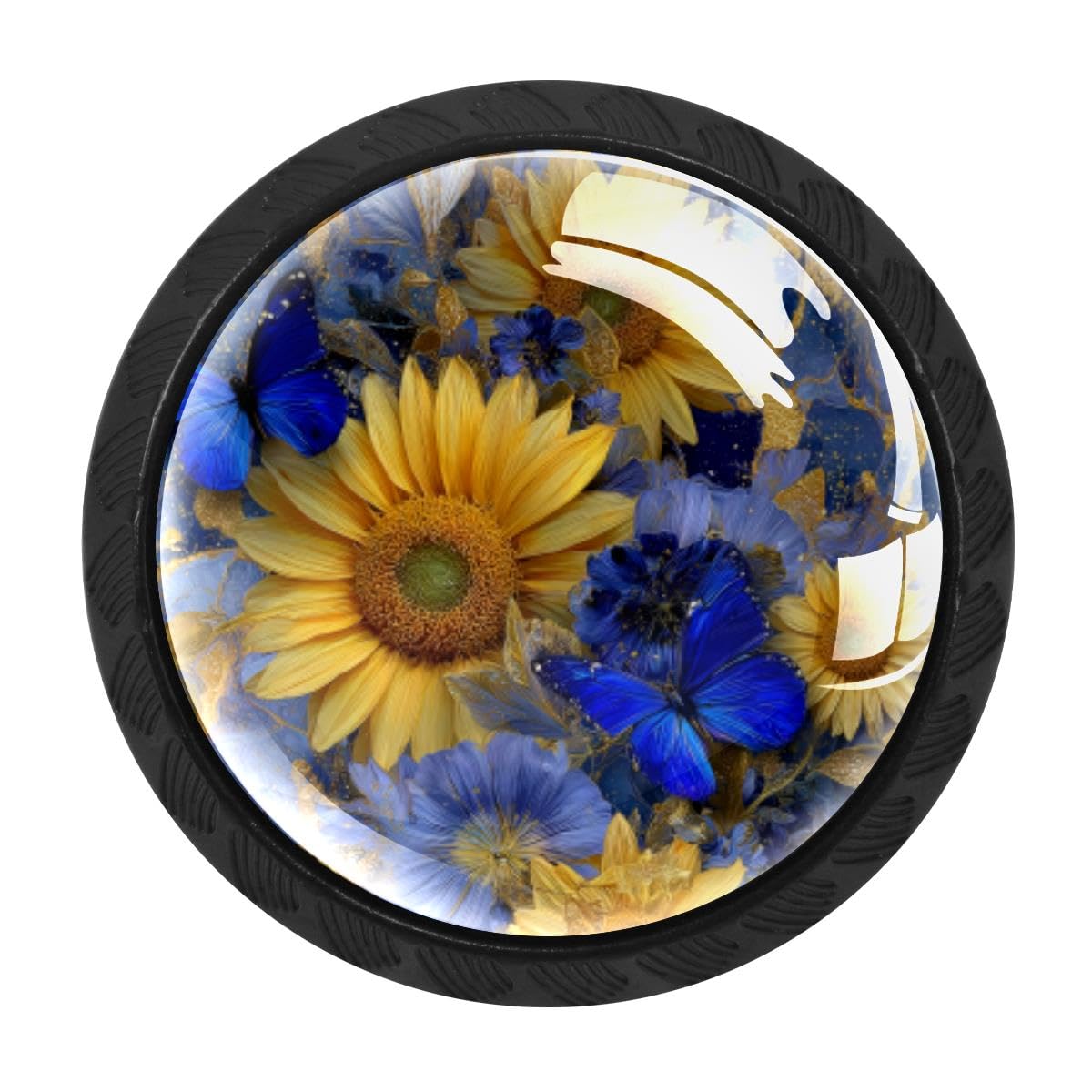 HEOEH 4 PCS Cabinet Knobs, Sunflower Marble Drawer Knobs Dresser Handles