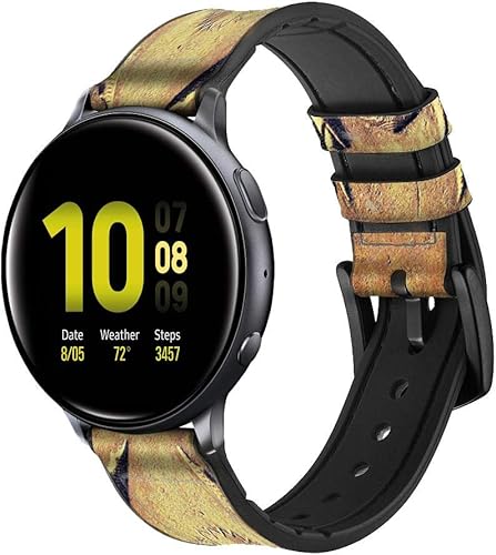 CA0303 Egyptian Scarab Beetle Graphic Printed Leather & Silicone Smart Watch Band Strap for Samsung Galaxy Watch Watch3, Gear S3 Models Gear S3