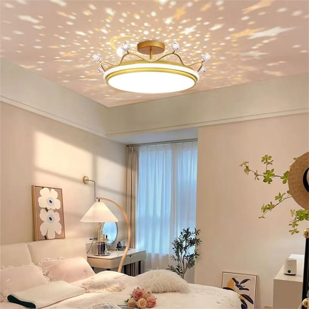 Pink Crown Sflush Mount Ceiling Light Kid Room Led Ceiling Light 3000K-6500K Light Color Adjustable Minimalist Ceiling Lights for Bedroom Kitchen Laundry Room Cloakroom/D