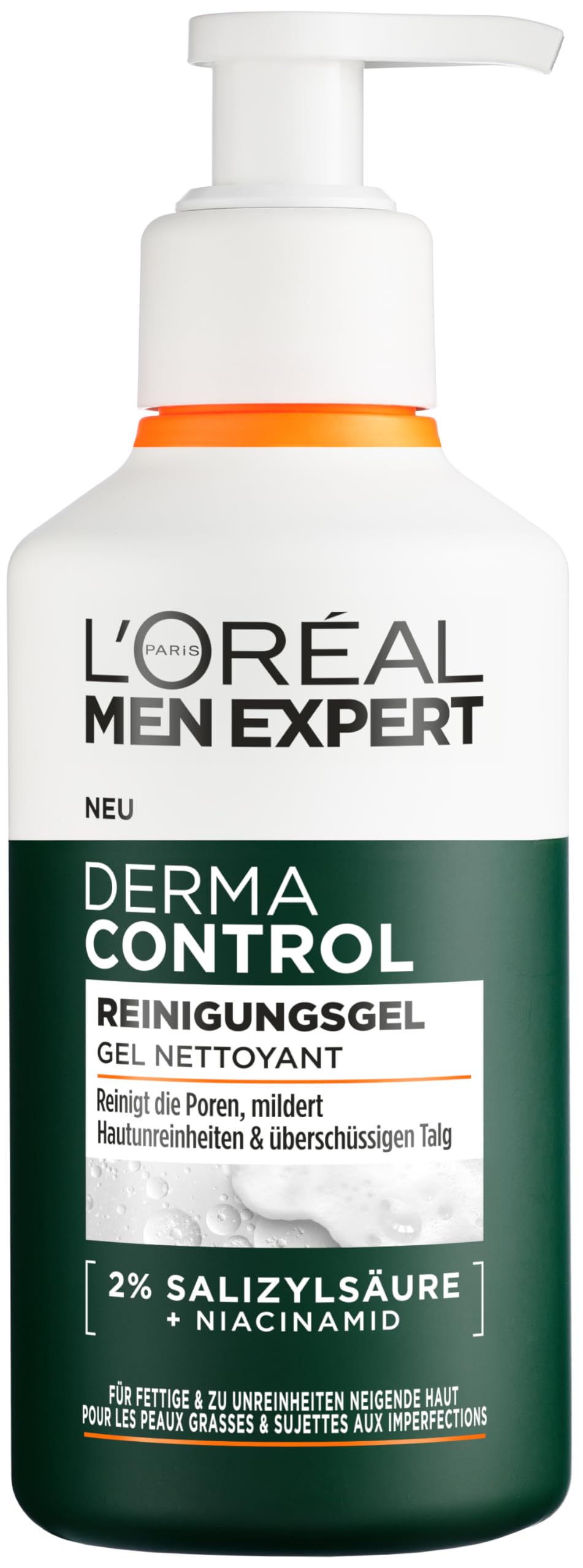 L'Oréal Men Expert Środek do oczyszczania twarzy przeciw pryszczom dla mężczyzn, żel do mycia skóry zanieczyszczonej i skłonnej do trądziku, męski środek do czyszczenia twarzy z 2% kwasem salicylowym
