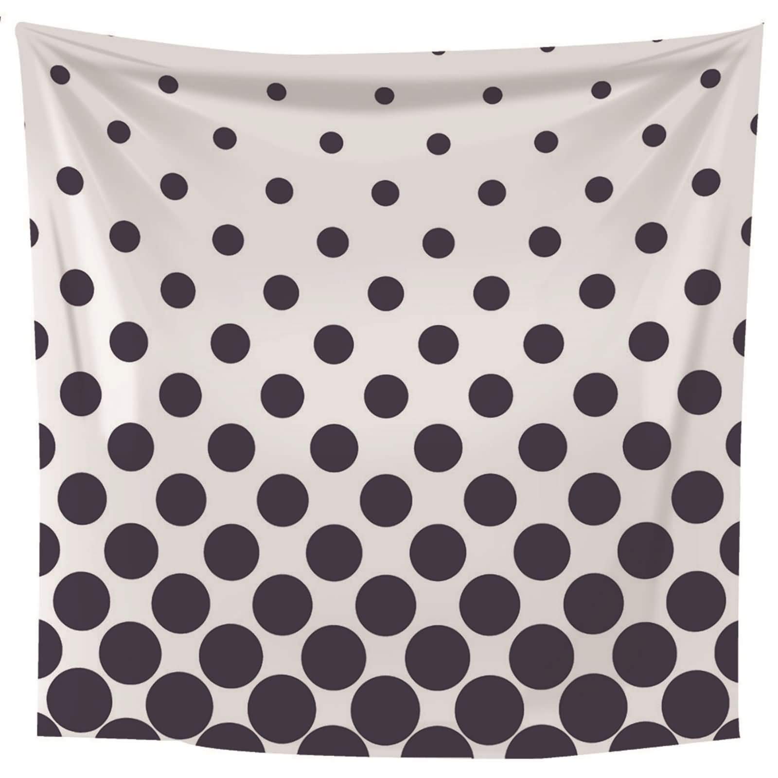 Tenture murale chambre et salon toile imprimée motif pois noir blanc décoration tendance