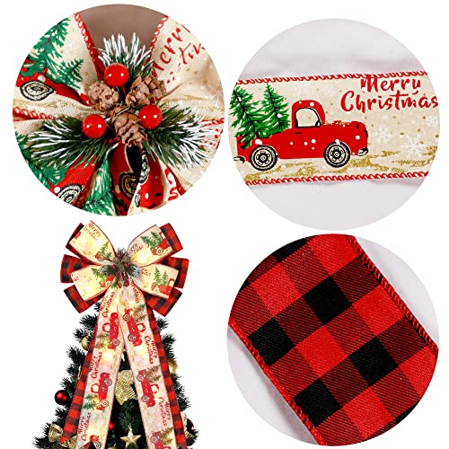 Christmas-Tree-Topper-Bow-with-30-LED-Lights-Decorations-13×25-Xmas-Large-Red-Black-Buffalo-Plaid-Rustic-Farmhouse-Wreath-Bows-with-Truck-Berries-Pine-Cones-Pine-Needles-for-Front-Door-Outdoor Christmas Tree Topper Bow with 30 LED Lights Decorations 13×25 Xmas Large Red Black Buffalo Plaid Rustic Farmhouse Wreath Bows with Truck Berries Pine Cones Pine Needles for Front Door Outdoor