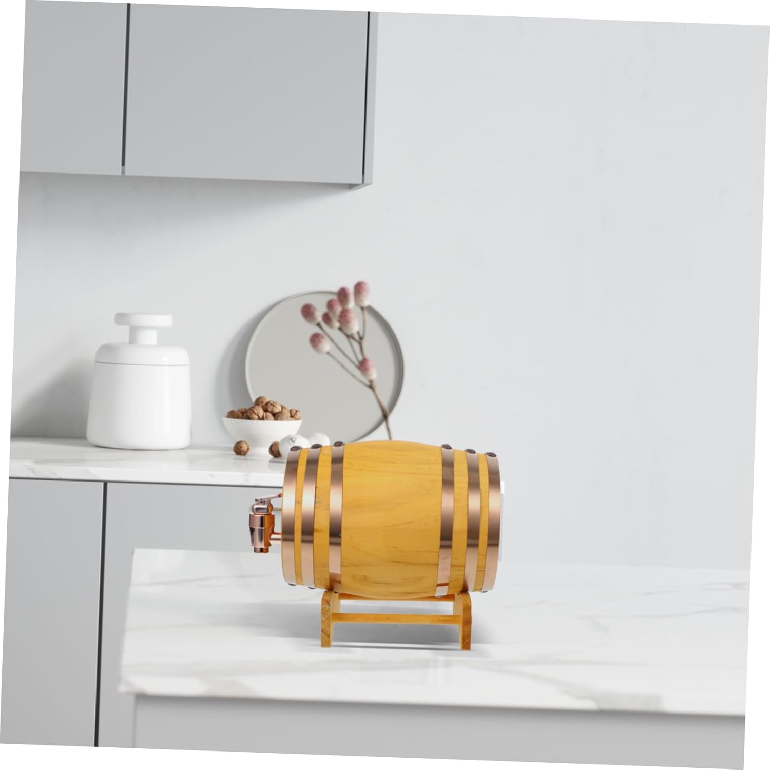 1set Solid Wood Mini Wine Stand and Spigot for Aging Dispensing and Storing Wine Capacity for Home Bar Decor and