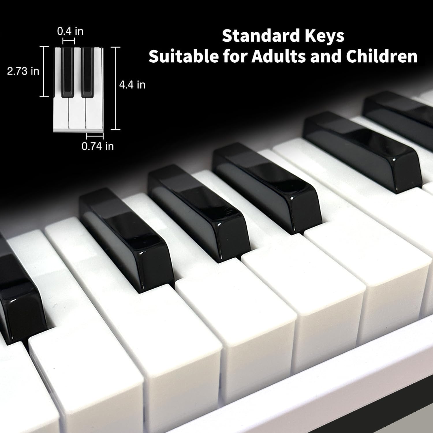 Tragbares 61-Keys Digitales Klavier, elektronisches Klavier mit beleuchteten Tasten und Musikständer, Mini-Keyboard für Kinder und Erwachsene, digitale Tastaturen Schwarz